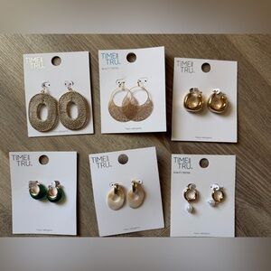 Time and Tru Mixed Pack of Gold and Neutral Fashion Earrings